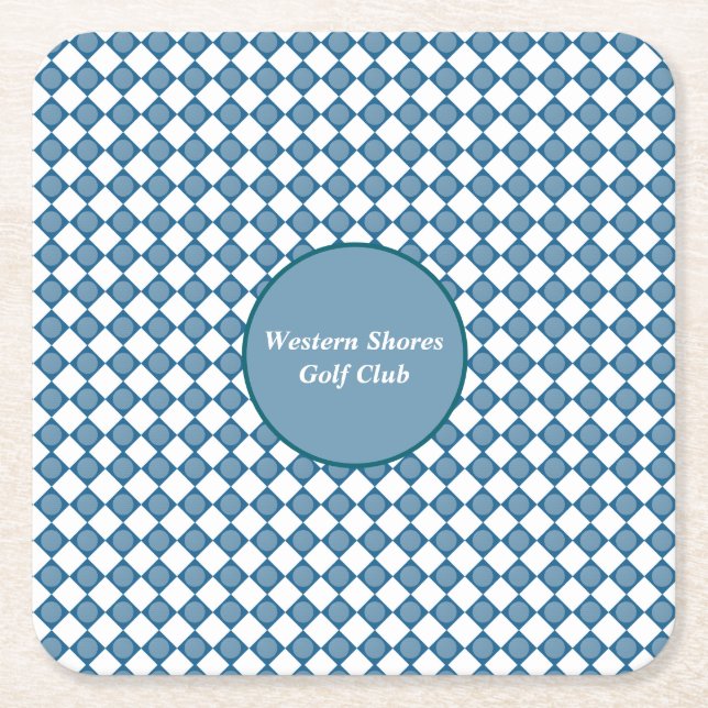 Porta-copo De Papel Quadrado Blue Argyle Golf Pattern  (Frente)