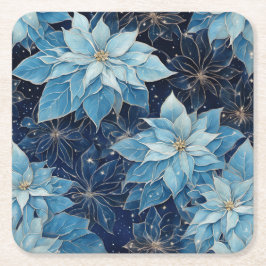 Porta-copo De Papel Quadrado Blue Fantasy Poinsettia