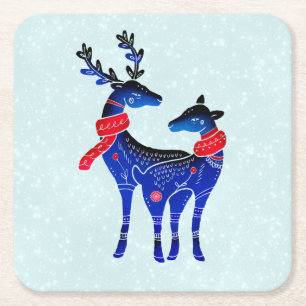 Porta-copo De Papel Quadrado Blue Nordic Christmas Reindepaer
