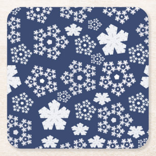 Porta-copo De Papel Quadrado Blue Star e Snowflake Padrão de inverno