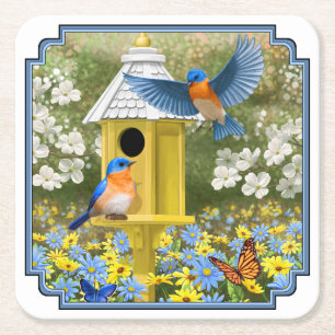 Porta-copo De Papel Quadrado Bluebird e Birmanês Amarelo Alto