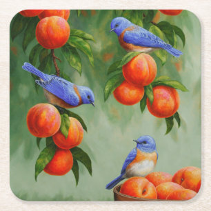 Porta-copo De Papel Quadrado Bluebird e Peach Tree