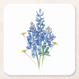Porta-copo De Papel Quadrado Bluebonnets e Wildflowers