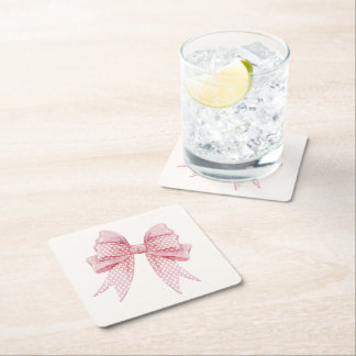 Porta-copo De Papel Quadrado Blush Pink Bow Birthday 