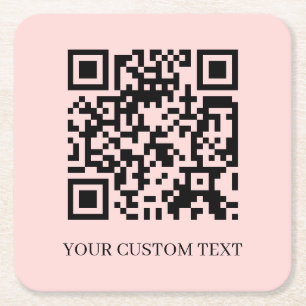 Porta-copo De Papel Quadrado Blush Rosa QR   Design Minimalista Elegante Código
