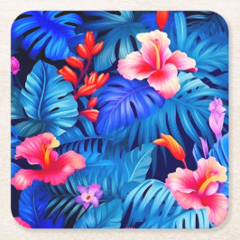 Porta-copo De Papel Quadrado Blush tropical - Porta copos de papel roxa azul-ro