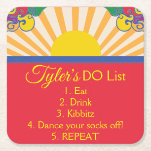 Porta-copo De Papel Quadrado BM Bar ou Bat Mitzvah Deixe a Luz Entrar