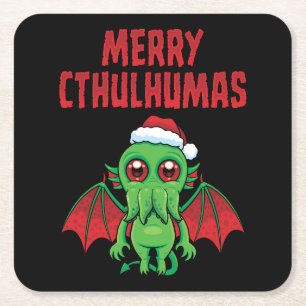 Porta-copo De Papel Quadrado Boas Festas Cthulhumas