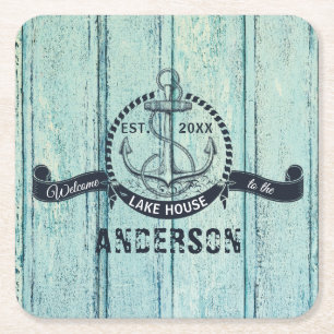 Porta-copo De Papel Quadrado Boas-vindas ao Lago House