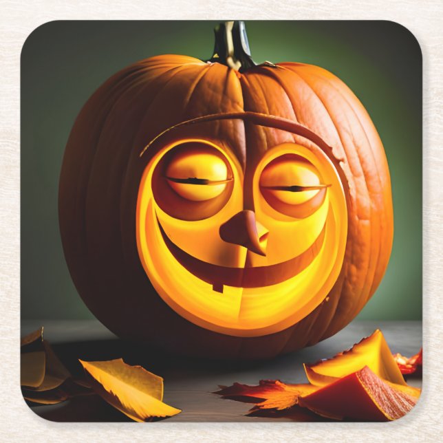 Porta-copo De Papel Quadrado Bobo Pumpkin Head (Frente)