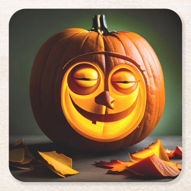 Porta-copo De Papel Quadrado Bobo Pumpkin Head (Frente)