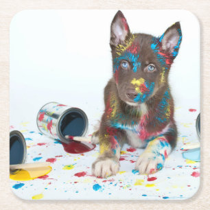 Porta-copo De Papel Quadrado Bobo Rouco Puppy entrou em Baldes Paint