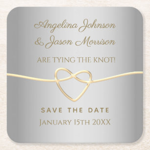 Porta-copo De Papel Quadrado Bodas de Prata Save The Date