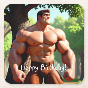 Porta-copo De Papel Quadrado Bodybuilder Birthday