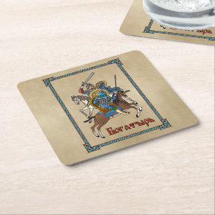 Porta-copo De Papel Quadrado Bogatyr russo medieval