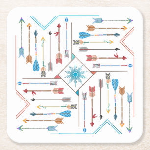 Porta-copo De Papel Quadrado Boho Arrows e Sun V11 Sq ID748