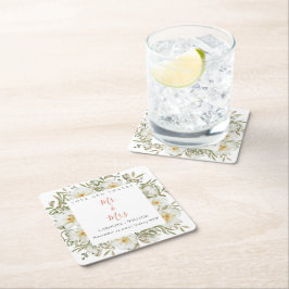 Porta-copo De Papel Quadrado Boho Floral Wedding