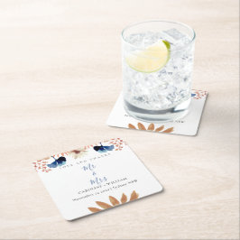 Porta-copo De Papel Quadrado Boho Floral Wedding