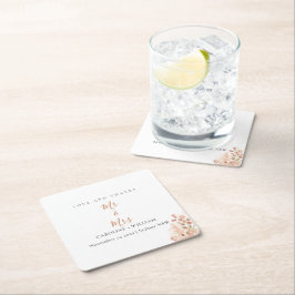 Porta-copo De Papel Quadrado Boho Floral Wedding