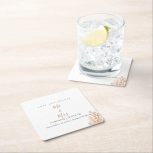 Porta-copo De Papel Quadrado Boho Floral Wedding