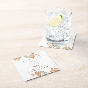 Porta-copo De Papel Quadrado Boho Floral Wedding