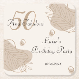 Porta-copo De Papel Quadrado Boho Moderno Folha de Todos os Anos Aniversário