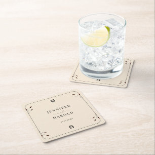 Porta-copo De Papel Quadrado Boho Ocidental Ferradura Monograma Casamento Russo