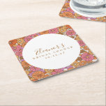 Porta-copo De Papel Quadrado Boho Script Ochre Rosa Floral Chás de Noiva Person<br><div class="desc">Boho Script Terroso Ochre Laranja Floral Chás de Noiva Personalizado Suporte de Papel Quadrado</div>