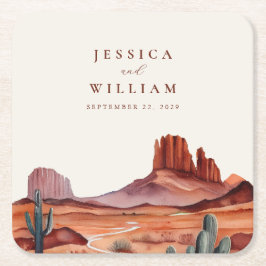 Porta-copo De Papel Quadrado Boho Watercolor Desert Wedding