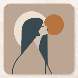 Porta-copo De Papel Quadrado Boho Woman Sun