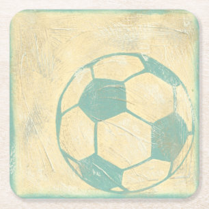 Porta-copo De Papel Quadrado Bola de futebol de Pastel Blue por Chariklia Zarri
