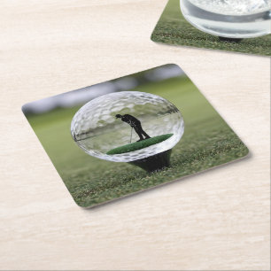 Porta-copo De Papel Quadrado Bola De Golfe De Vidro Com Dentro De Jogador De Go