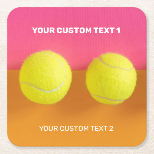 Porta-copo De Papel Quadrado Bolas de Tênis com Texto Personalizado