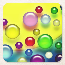 Porta-copo De Papel Quadrado Bolhas Coloridas