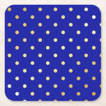 Porta-copo De Papel Quadrado bolinhas azuis douradas falsas<br><div class="desc">Design de bolinhas elegante e moderna.</div>