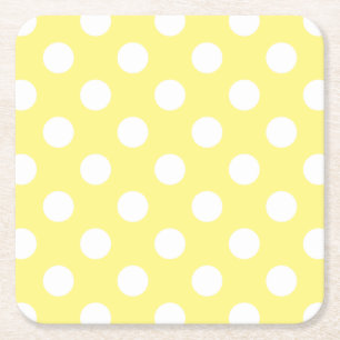 Porta-copo De Papel Quadrado Bolinhas brancas em amarelo-limão