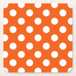 Porta-copo De Papel Quadrado Bolinhas brancas em laranja