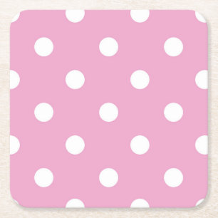 Porta-copo De Papel Quadrado Bolinhas Brancas em Rosa
