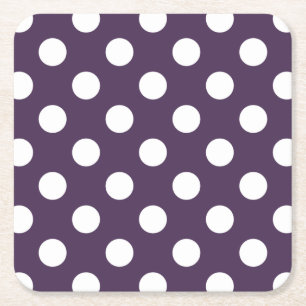 Porta-copo De Papel Quadrado bolinhas brancas em roxo de ameixa
