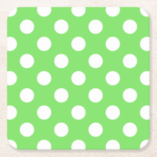 Porta-copo De Papel Quadrado Bolinhas brancas em verde-maçã
