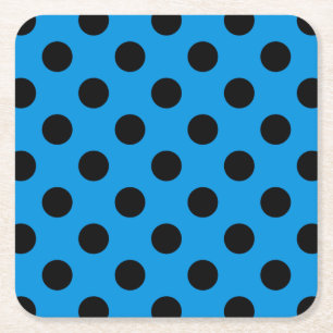 Porta-copo De Papel Quadrado Bolinhas pretas em azul-céu