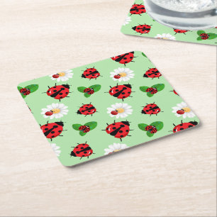 Porta-copo De Papel Quadrado Bolinhas vermelha-branca Ladybug Daisy verão