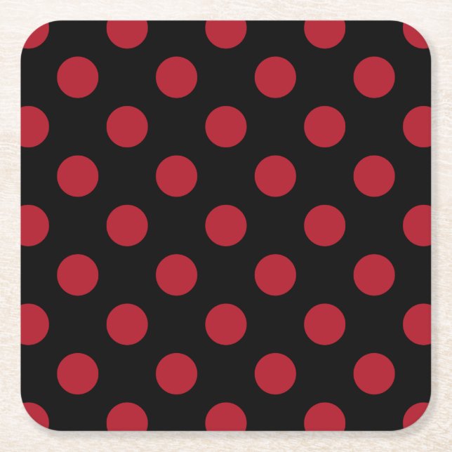 Porta-copo De Papel Quadrado Bolinhas vermelhas e pretas (Frente)