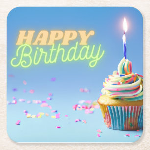 Porta-copo De Papel Quadrado Bolo de Aniversário