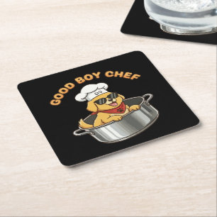 Porta-copo De Papel Quadrado Bom Chef Cozinheiro Cachorro