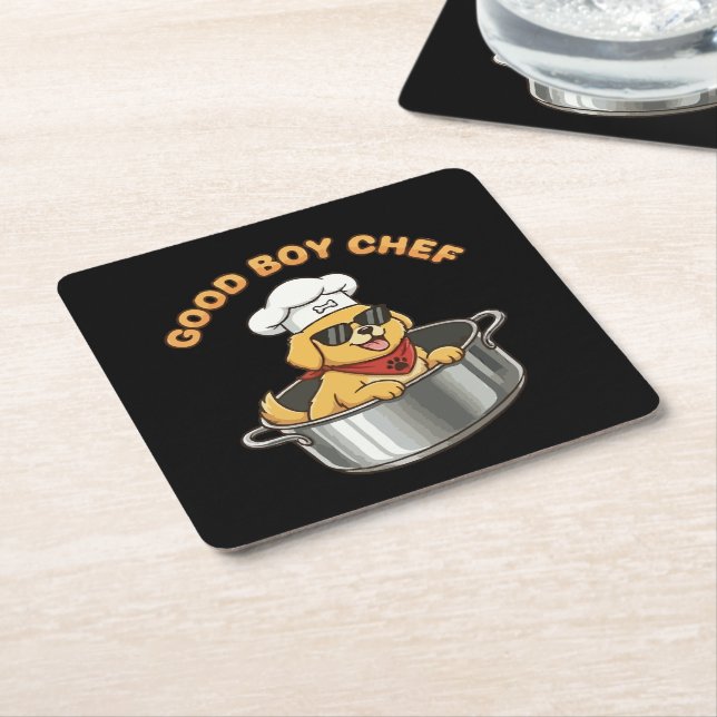 Porta-copo De Papel Quadrado Bom Chef Cozinheiro Cachorro (Inclinado)