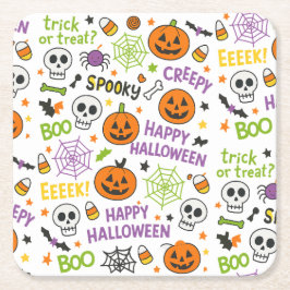 Porta-copo De Papel Quadrado Bomba Divertida - Padrão Colorido de Halloween