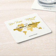 Bon Voyage Golden Border Worldmap Retirement Party