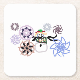 Porta-copo De Papel Quadrado Boneco de neve ama floco de neve