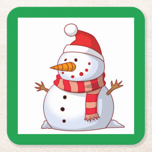 Porta-copo De Papel Quadrado BONECo DE NEVE DE INVERNO